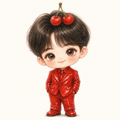 Cherry Boy: Cute Red Suit Stickers