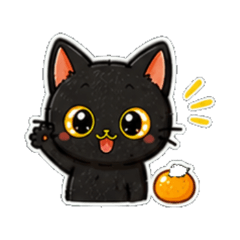 Black Cat Mikan Stickers Upper Body