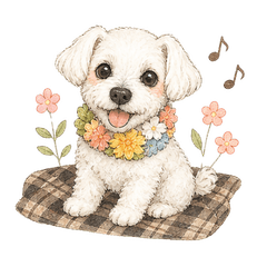 Fluffy White Dog Daily Sticker Set