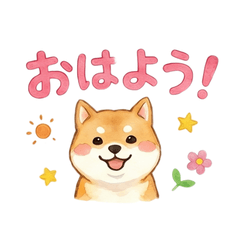 Fluffy Watercolor Shiba Inu Stickers