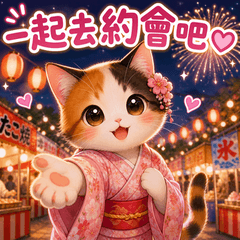 三花貓夏日祭典約會♡戀愛貼圖