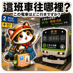 三花貓日本車站會話貼圖