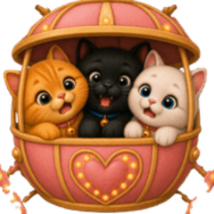 Three Cat Siblings at the Amusement Park