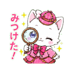 Lovely White Cat Cute Daily Stickers