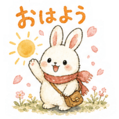 Traveling White Bunny: Spring