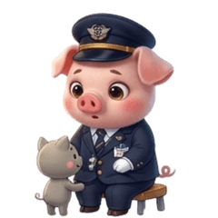 A pig turned station attendant