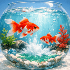 夏日清涼：金魚悠游の水光