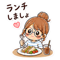relaxed glasses girl Sticker5