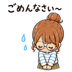 relaxed glasses girl Sticker6