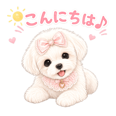 Cute Ribbon Maltese Puppy Stickers