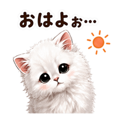 Kansai Timid White Cat Stickers