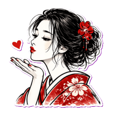 Elegant Japanese Woman Stickers