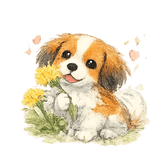 ​可愛科伊克爾本第耶犬與蒲公英
