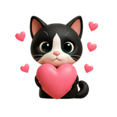 Fuku the Tuxedo Cat Stickers Revised
