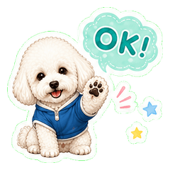 Fluffy White Toy Poodle Daily Stickers
