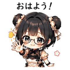 Black-Hair Twin-Tail Girl Daily Stickers
