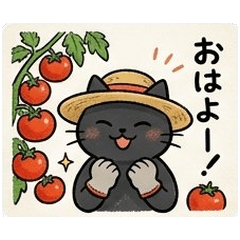 Black Cat Tomato Farmer Daily Stickers