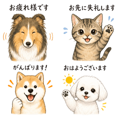 Polite Japanese Stickers Dog and Cat -4
