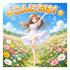 A girl dancing in a flower field