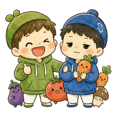 Twins and Veggies Daily Stickers