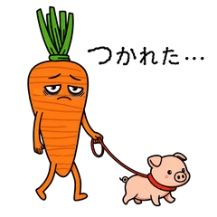 Exhausted Carrot & Piglet Stickers