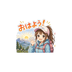 New Cute Hiking Girl Daily Stickers
