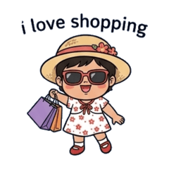 Baby Amy loves shopping