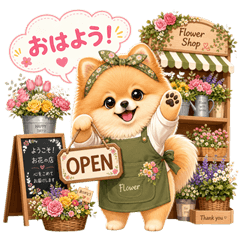 Pomeranian Florist Stickers
