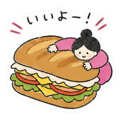 Cute Chill Girl & Food Stickers