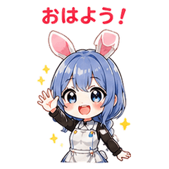 Cute Bunny Ear Girl Daily Stickers
