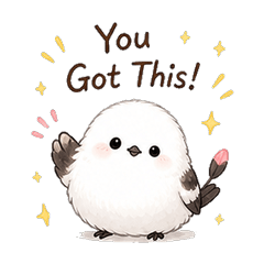 Fluffy Bird Cheering Stamps in English