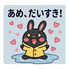 Rainy Day Black Bunny Life