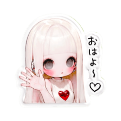 a girl with a red heart