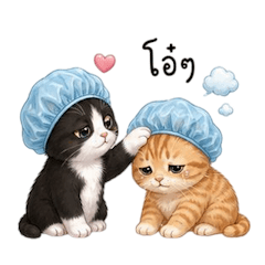 สองเหมียวเตรียมอาบน้ำ