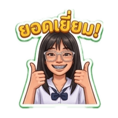 Female student sticker (@Wichan H)
