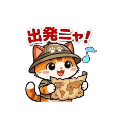 Cute explorer-style cat stickers