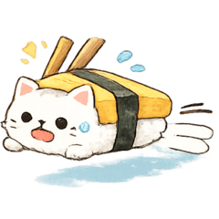 A cat pretending to be sushi