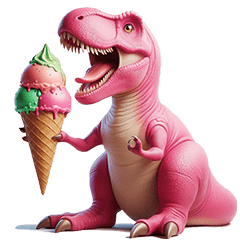 3D pink T-rex daily conversation