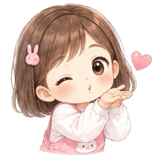 Rin-chan a little girl in pink overalls.