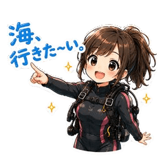 Cute Diving Girls Stickers