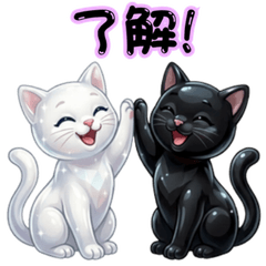 pottery White & Black Cat Stickers NO1