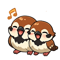 Stickers of cute sparrows