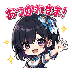 Chibi Black-Hair Girl Daily Stickers