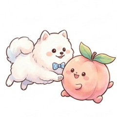 Cute Dog and Peach Best Friends Stickers