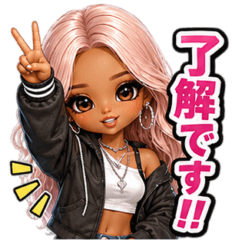 Pink Hair Gal Stickers 8