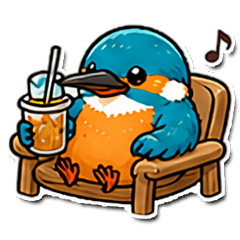 Fluffy Kingfisher Stickers