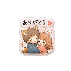 Cute Fox Boy & Bunny Girl Stickers