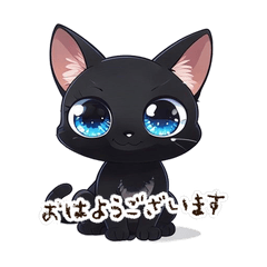 Black Cat Polite Phrases Stickers