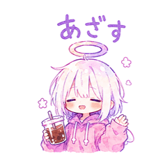 Angel in a pink hoodie
