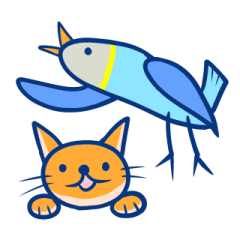 cat and bird doodles